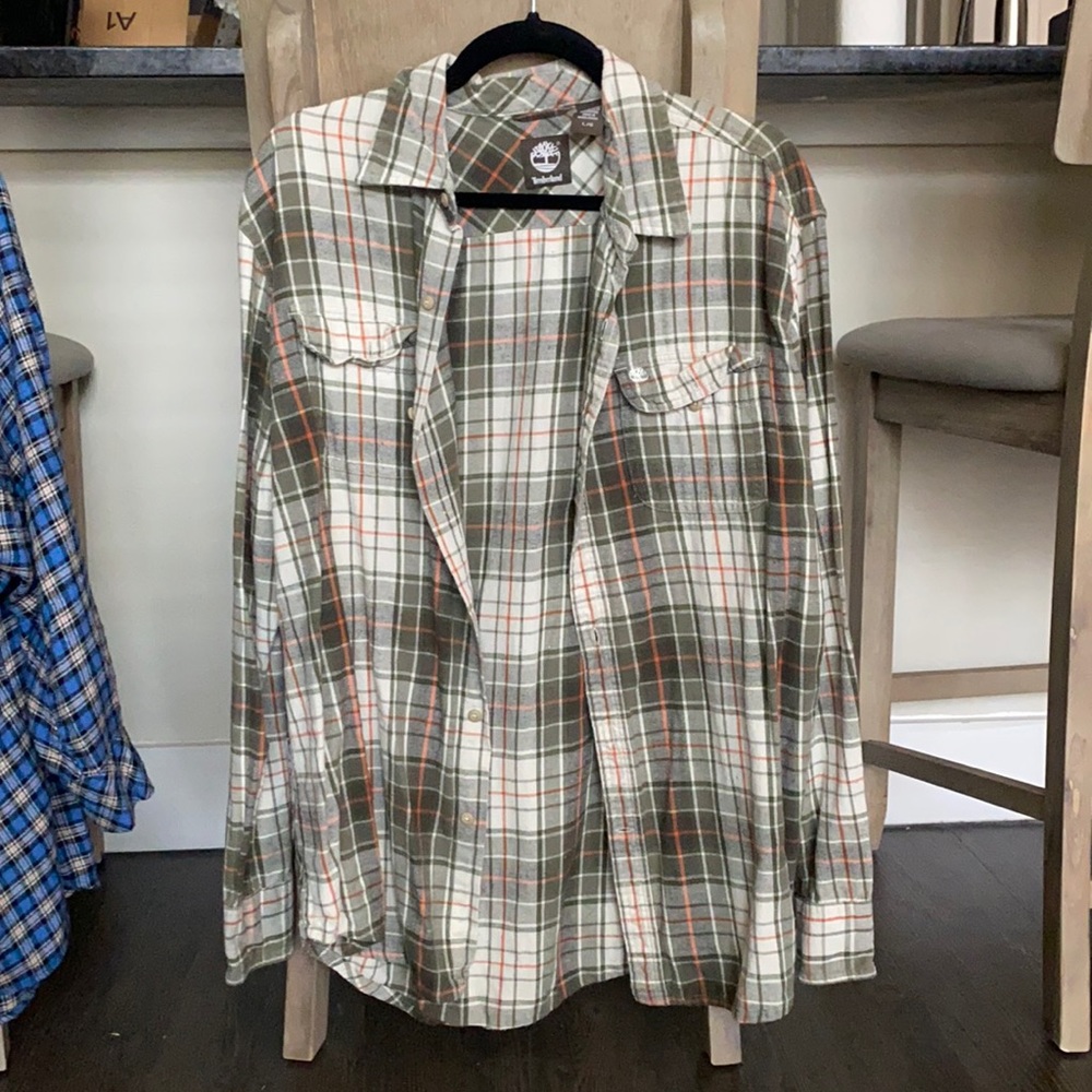 Timberland green & orange flannel